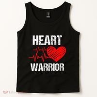Heart Warrior Heart Disease Awareness Month Red Heart Gift Tank Top thumb 2