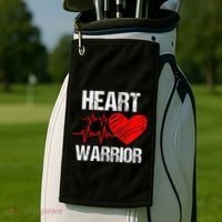Heart Warrior Heart Disease Awareness Month Red Heart Gift Golf Towel thumb 2