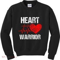 Heart Warrior Heart Disease Awareness Month Red Heart Gift Kids Sweatshirt thumb 0
