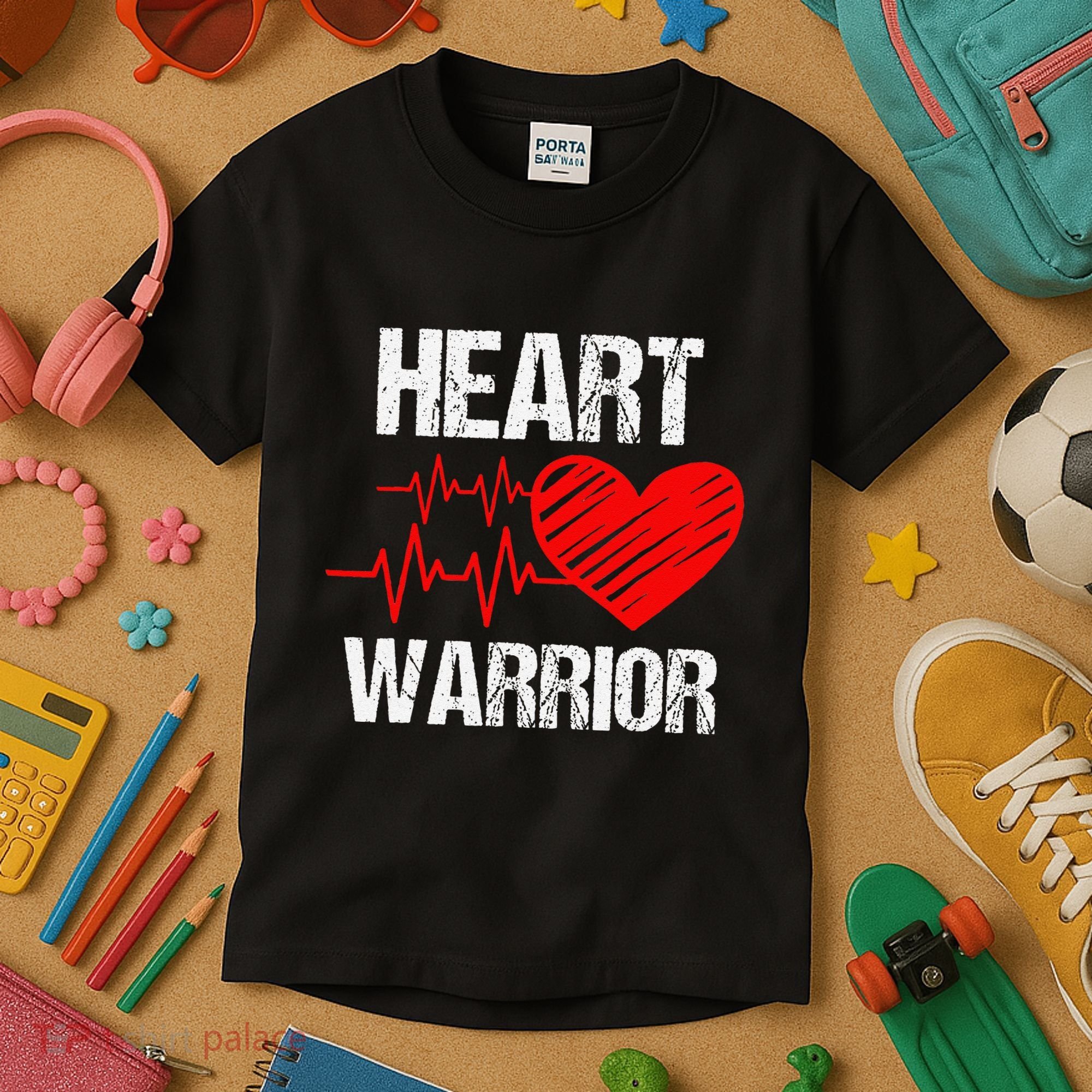 Heart Warrior Heart Disease Awareness Month Red Heart Gift Kids T-Shirt