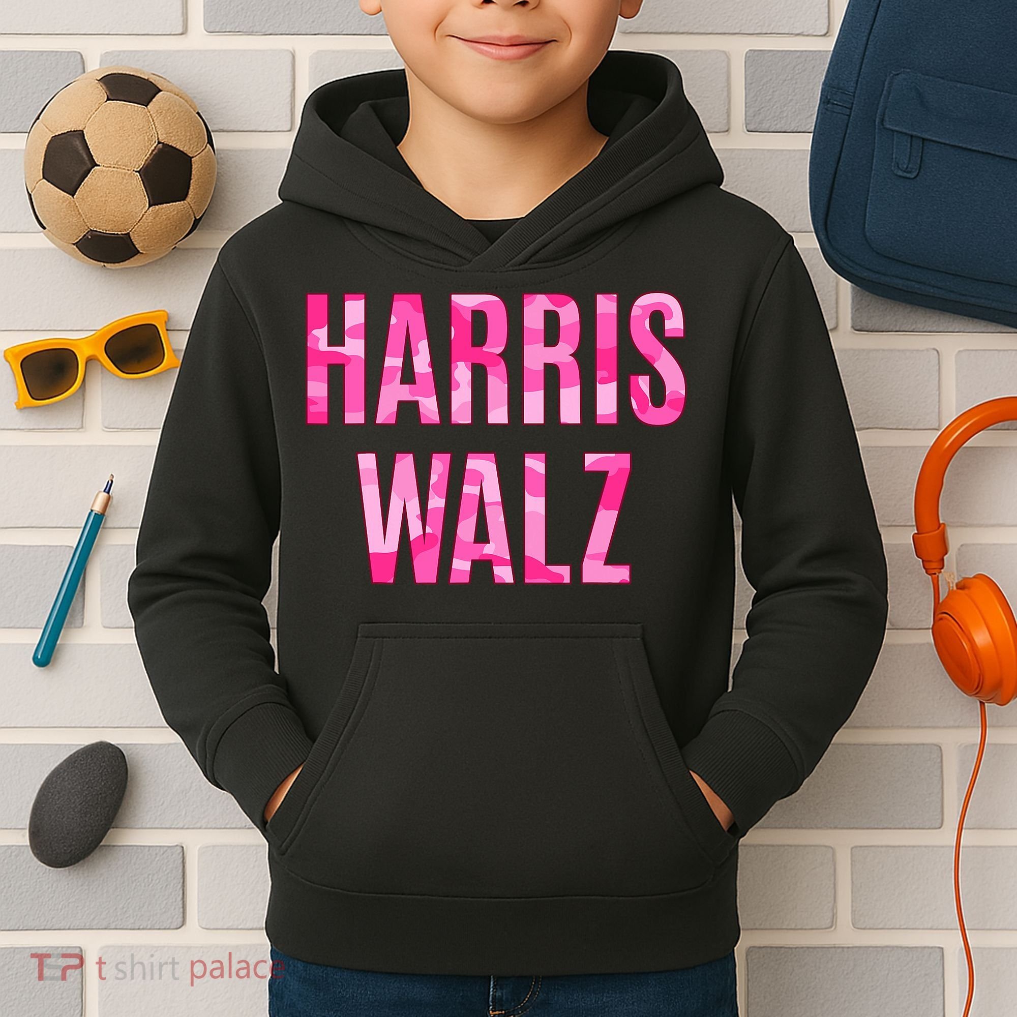Harris Walz Hunting Camouflage Camo Kids Hoodie