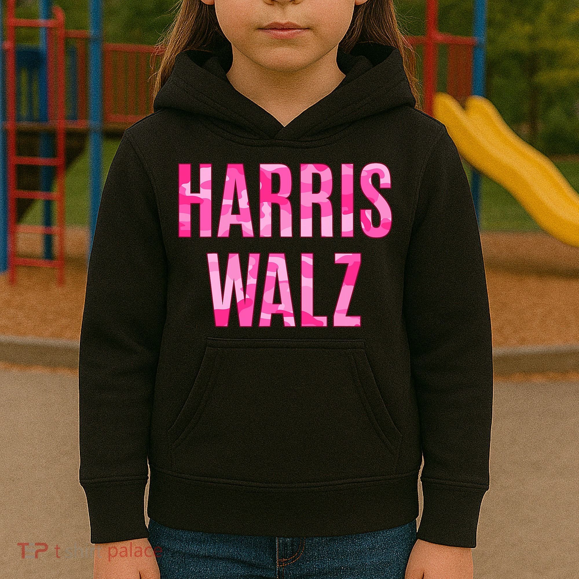 Harris Walz Hunting Camouflage Camo Kids Hoodie