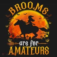 Horses Witch Halloween Funny Brooms Are For Amateurs Long Sleeve Shirt thumb 2