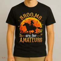 Horses Witch Halloween Funny Brooms Are For Amateurs T-Shirt thumb 3