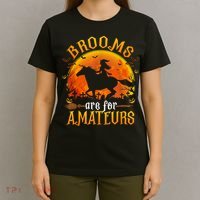 Horses Witch Halloween Funny Brooms Are For Amateurs T-Shirt thumb 4
