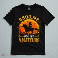 Horses Witch Halloween Funny Brooms Are For Amateurs T-Shirt thumb 5
