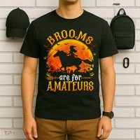Horses Witch Halloween Funny Brooms Are For Amateurs T-Shirt thumb 6