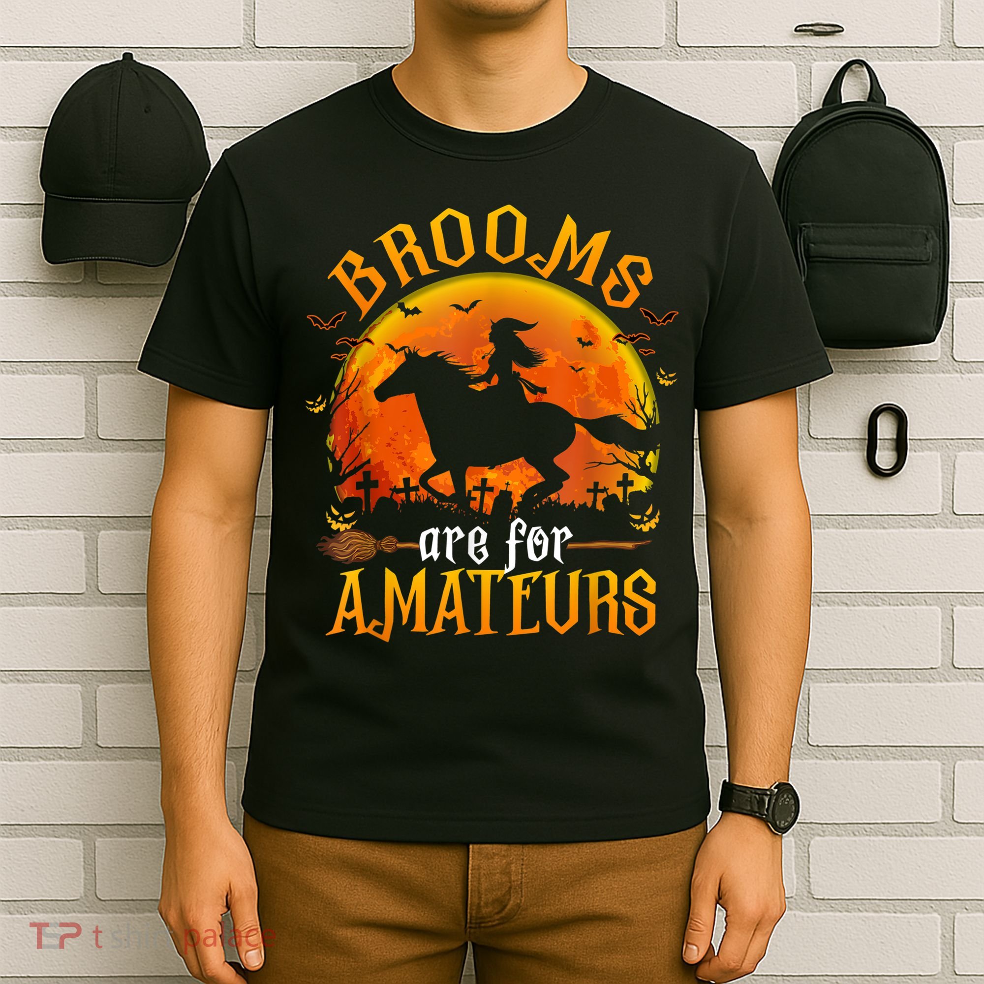 Horses Witch Halloween Funny Brooms Are For Amateurs T-Shirt