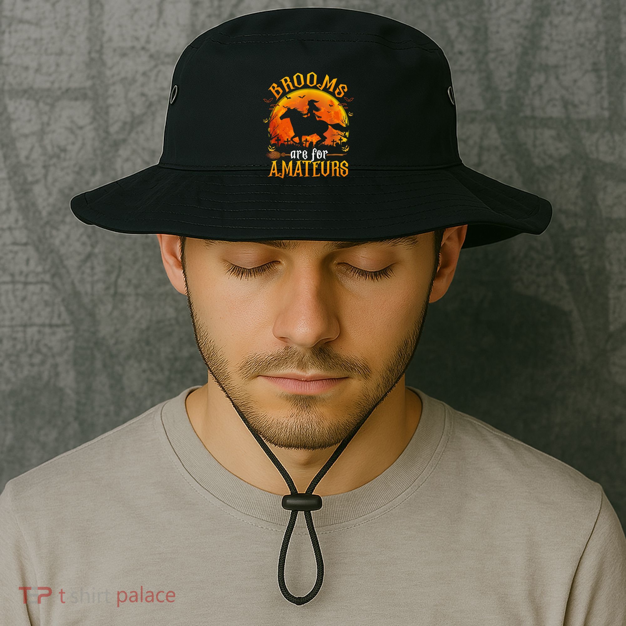 Horses Witch Halloween Funny Brooms Are For Amateurs Bucket Hat