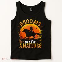 Horses Witch Halloween Funny Brooms Are For Amateurs Tank Top thumb 2