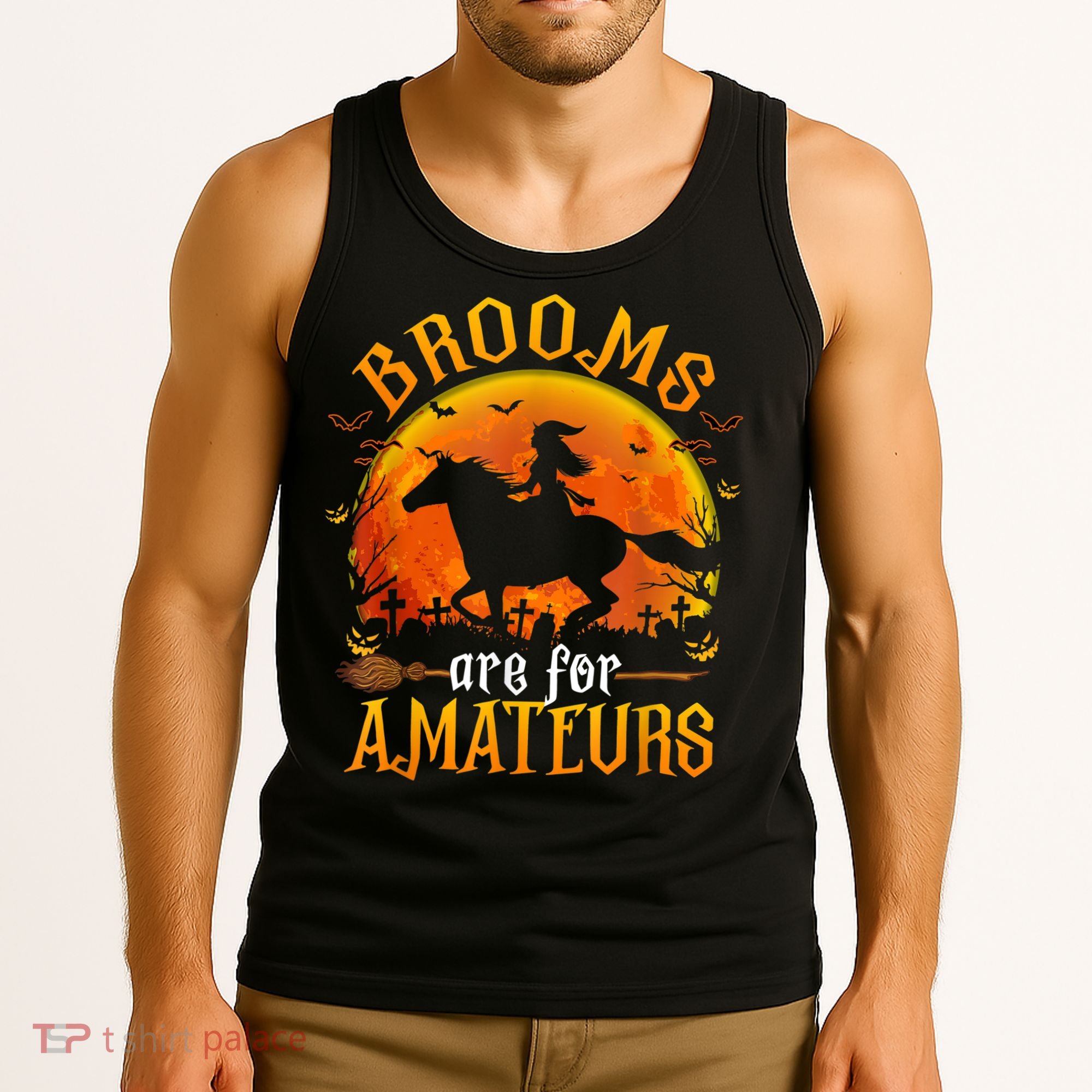 Horses Witch Halloween Funny Brooms Are For Amateurs Tank Top