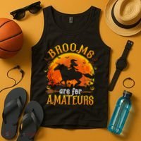 Horses Witch Halloween Funny Brooms Are For Amateurs Tank Top thumb 4
