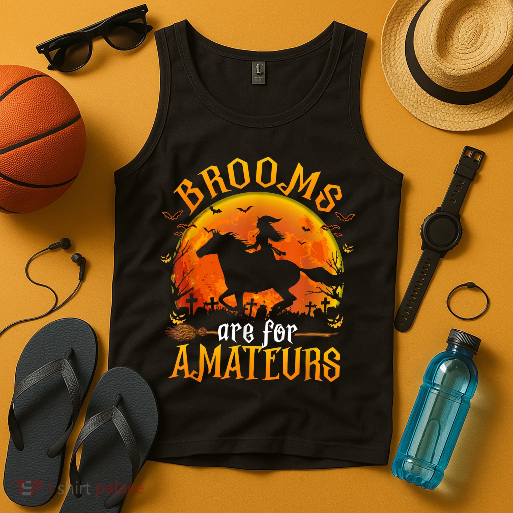 Horses Witch Halloween Funny Brooms Are For Amateurs Tank Top