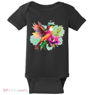 Hummingbird Watercolor Baby Bodysuit