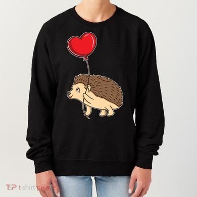 Hedgehog With Heart Balloon Valentines Day Gift Women's Sweatshirt
