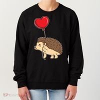 Hedgehog With Heart Balloon Valentines Day Gift Women's Sweatshirt thumb 0