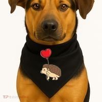 Hedgehog With Heart Balloon Valentines Day Gift USA-Made Doggie Bandana thumb 1