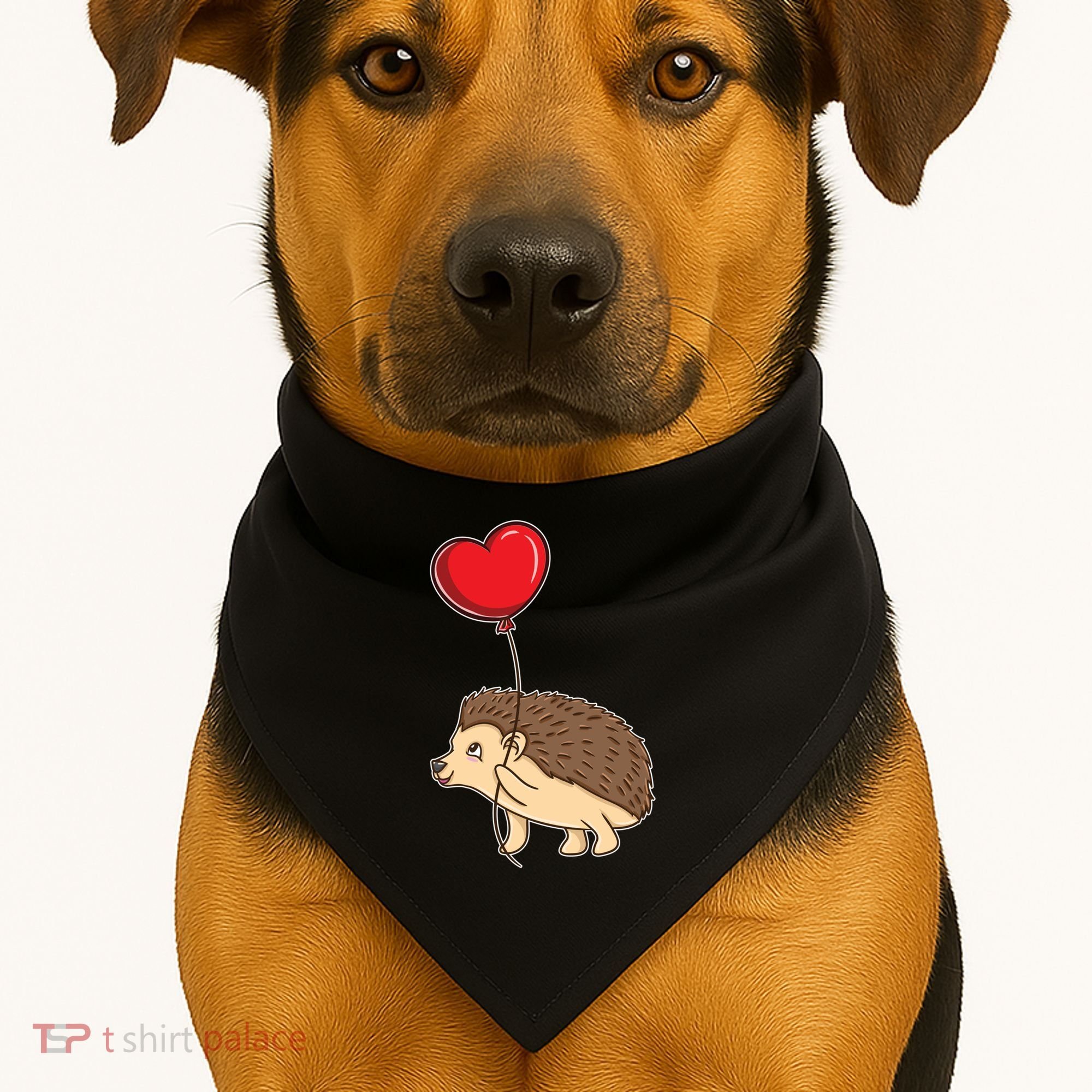 Hedgehog With Heart Balloon Valentines Day Gift USA-Made Doggie Bandana