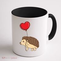 Hedgehog With Heart Balloon Valentines Day Gift Coffee Mug thumb 1
