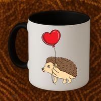 Hedgehog With Heart Balloon Valentines Day Gift Coffee Mug thumb 2