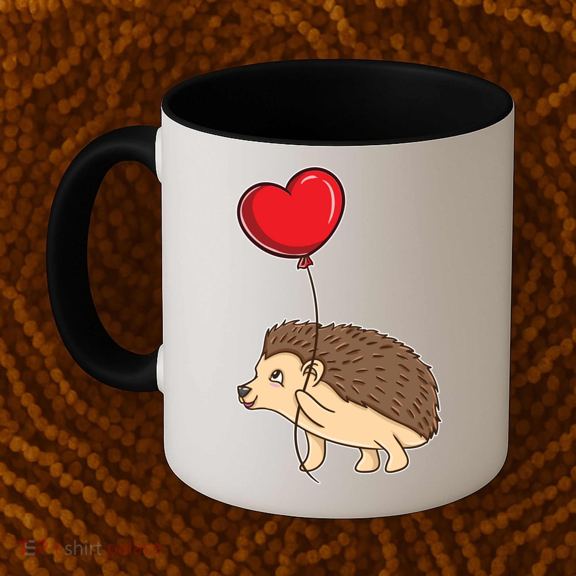 Hedgehog With Heart Balloon Valentines Day Gift Coffee Mug