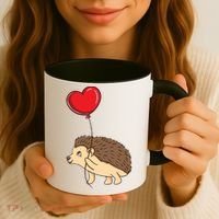 Hedgehog With Heart Balloon Valentines Day Gift Coffee Mug thumb 3