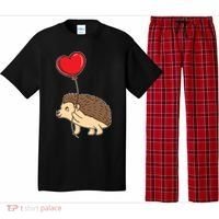 Hedgehog With Heart Balloon Valentines Day Gift Pajama Set thumb 0