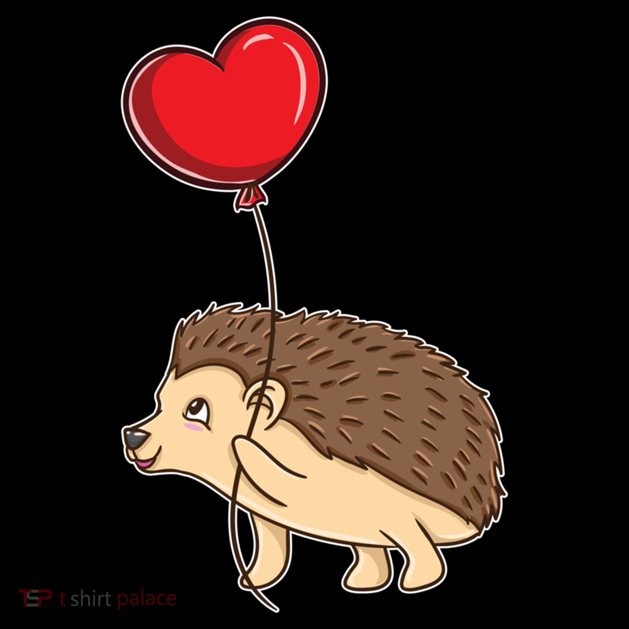 Hedgehog With Heart Balloon Valentines Day Gift Women's Hoodie