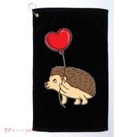 Hedgehog With Heart Balloon Valentines Day Gift Golf Towel thumb 0
