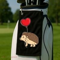 Hedgehog With Heart Balloon Valentines Day Gift Golf Towel thumb 2