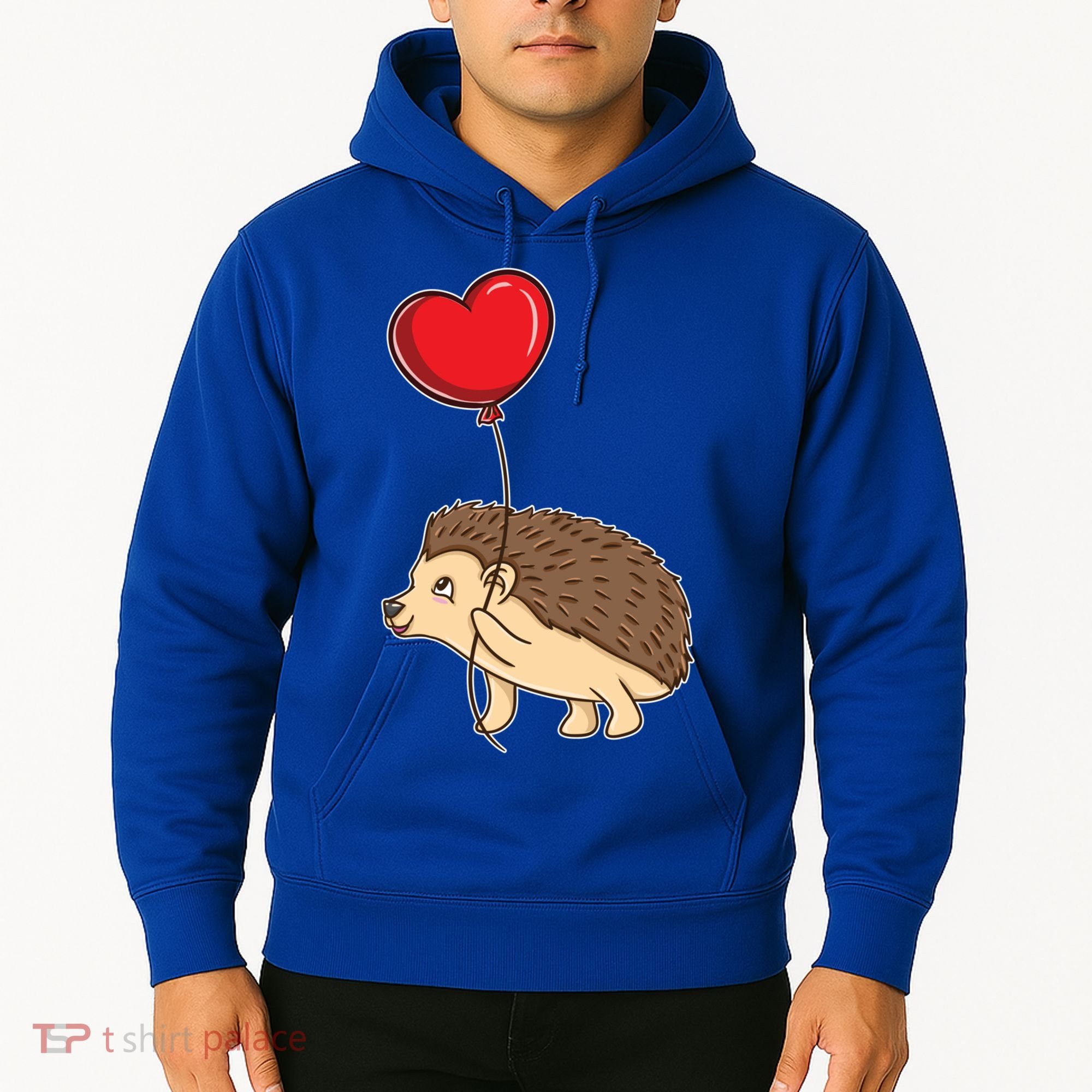 Hedgehog With Heart Balloon Valentines Day Gift Hoodie