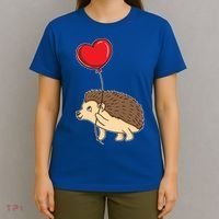 Hedgehog With Heart Balloon Valentines Day Gift T-Shirt thumb 4