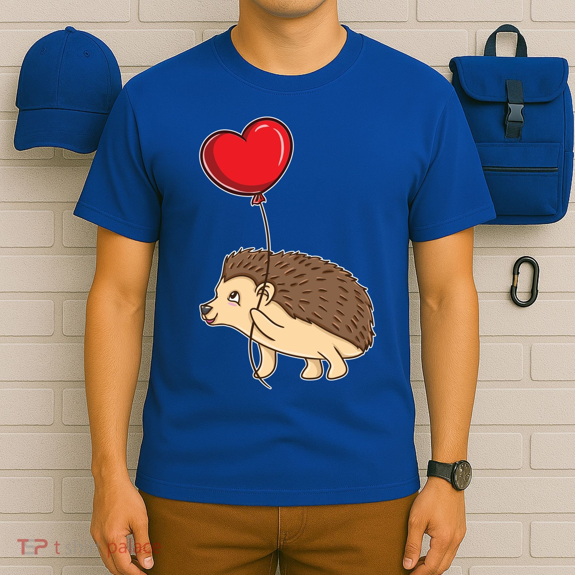 Hedgehog With Heart Balloon Valentines Day Gift T-Shirt