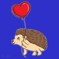 Hedgehog With Heart Balloon Valentines Day Gift T-Shirt thumb 7