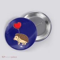 Hedgehog With Heart Balloon Valentines Day Gift Button thumb 0