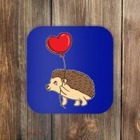 Hedgehog With Heart Balloon Valentines Day Gift Coaster thumb 0