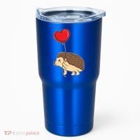 Hedgehog With Heart Balloon Valentines Day Gift Tumbler thumb 0