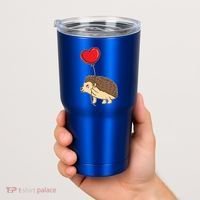 Hedgehog With Heart Balloon Valentines Day Gift Tumbler thumb 2