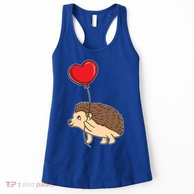 Hedgehog With Heart Balloon Valentines Day Gift Women's Tank Top