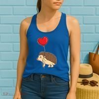Hedgehog With Heart Balloon Valentines Day Gift Women's Tank Top thumb 2