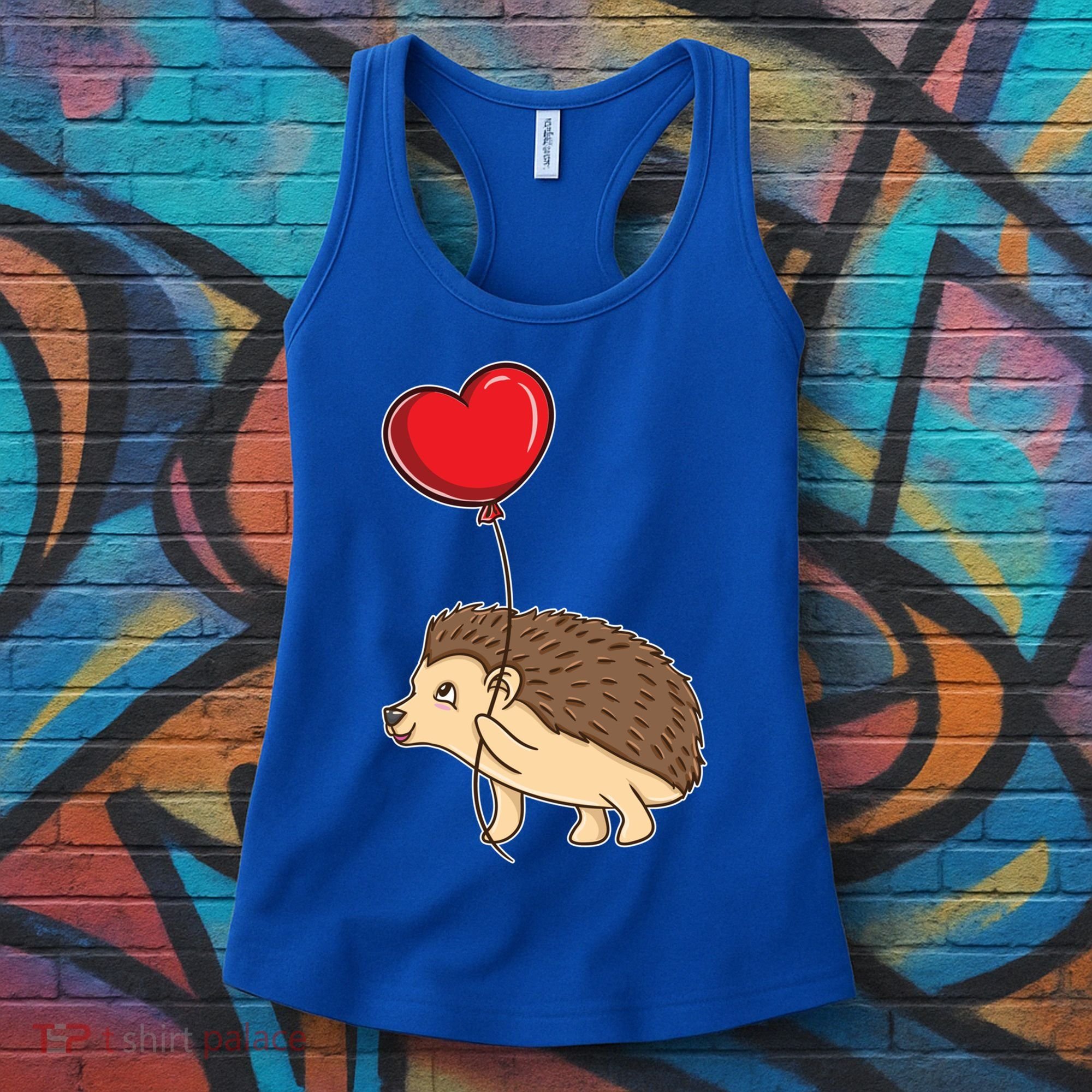Hedgehog With Heart Balloon Valentines Day Gift Women's Tank Top