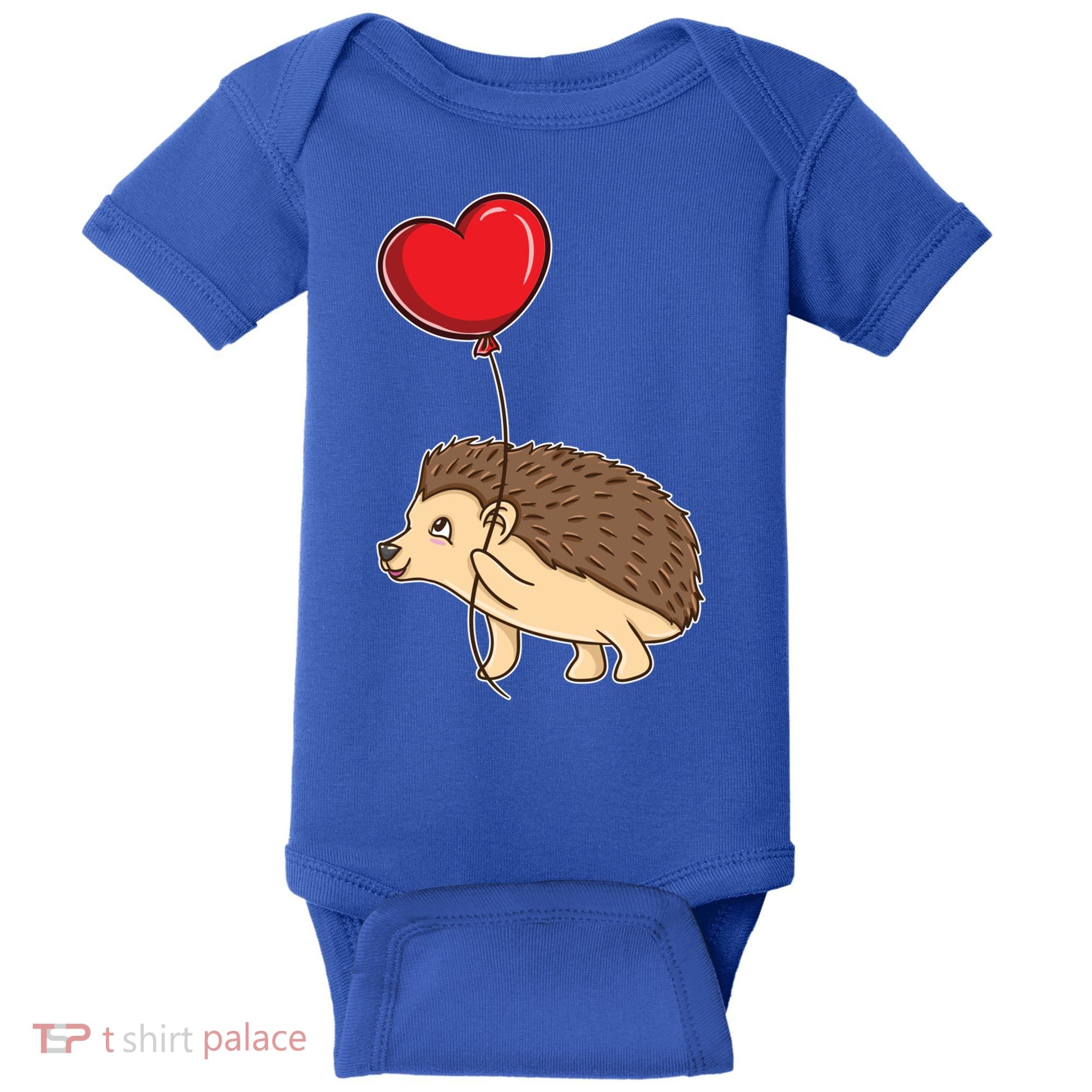 Hedgehog With Heart Balloon Valentines Day Gift Baby Bodysuit