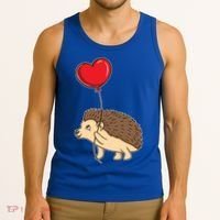 Hedgehog With Heart Balloon Valentines Day Gift Tank Top thumb 3