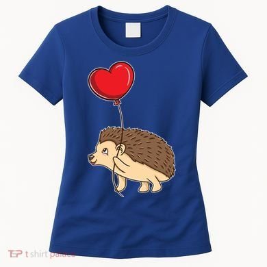 Hedgehog With Heart Balloon Valentines Day Gift Women's T-Shirt