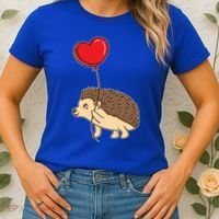 Hedgehog With Heart Balloon Valentines Day Gift Women's T-Shirt thumb 2