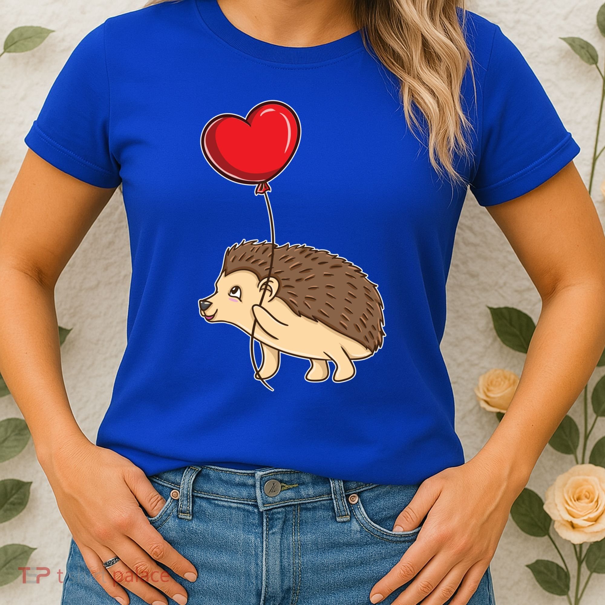 Hedgehog With Heart Balloon Valentines Day Gift Women's T-Shirt