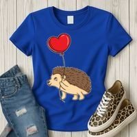 Hedgehog With Heart Balloon Valentines Day Gift Women's T-Shirt thumb 3