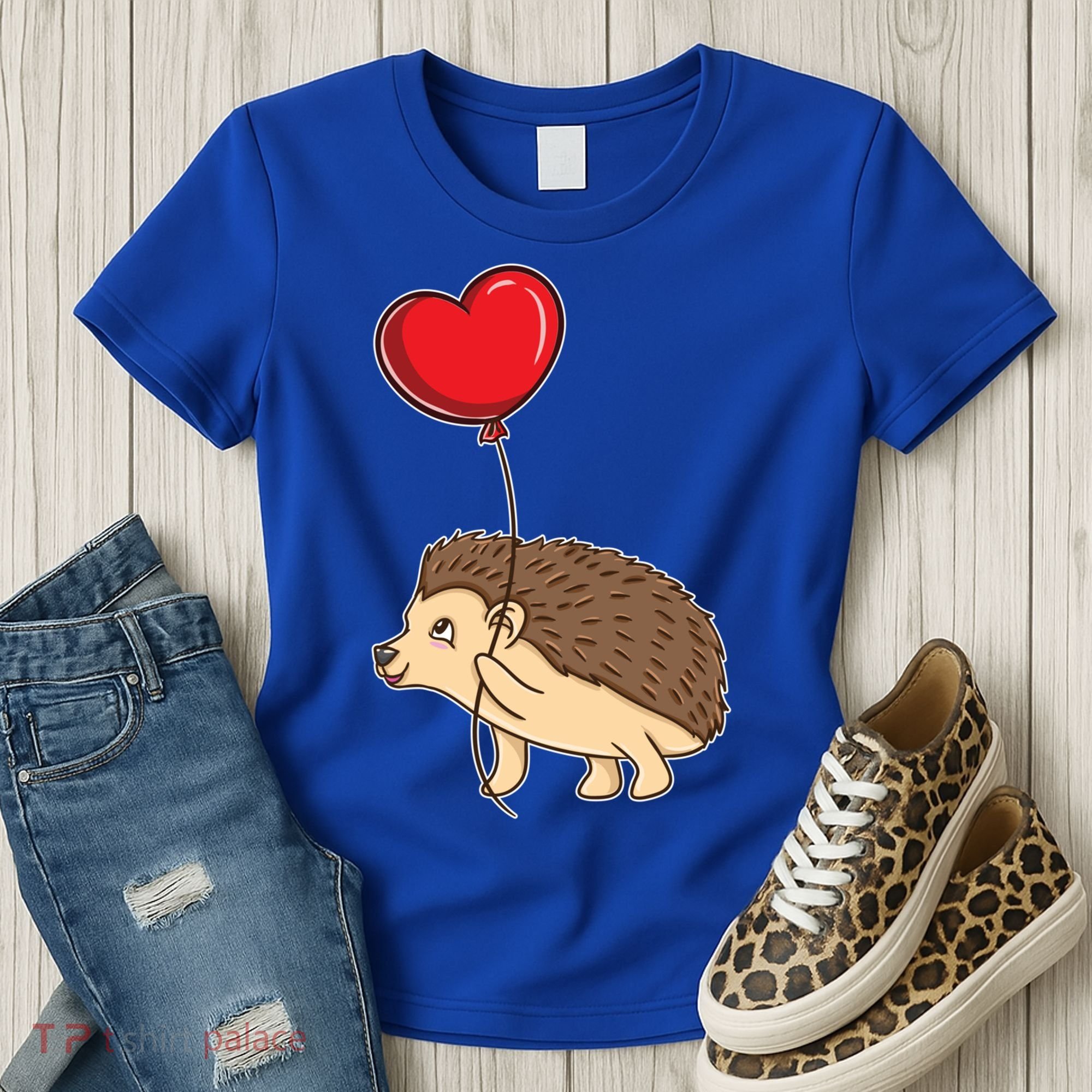 Hedgehog With Heart Balloon Valentines Day Gift Women's T-Shirt
