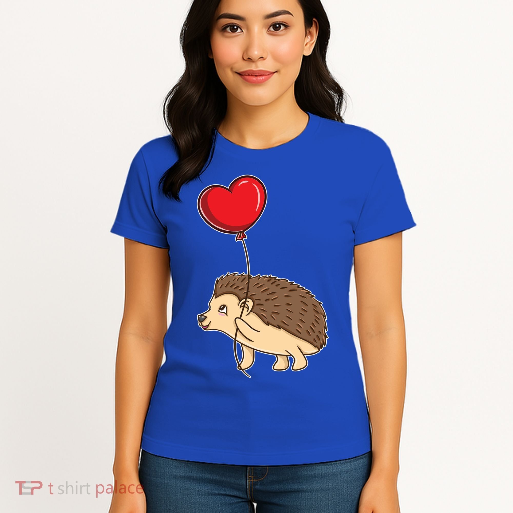 Hedgehog With Heart Balloon Valentines Day Gift Women's T-Shirt