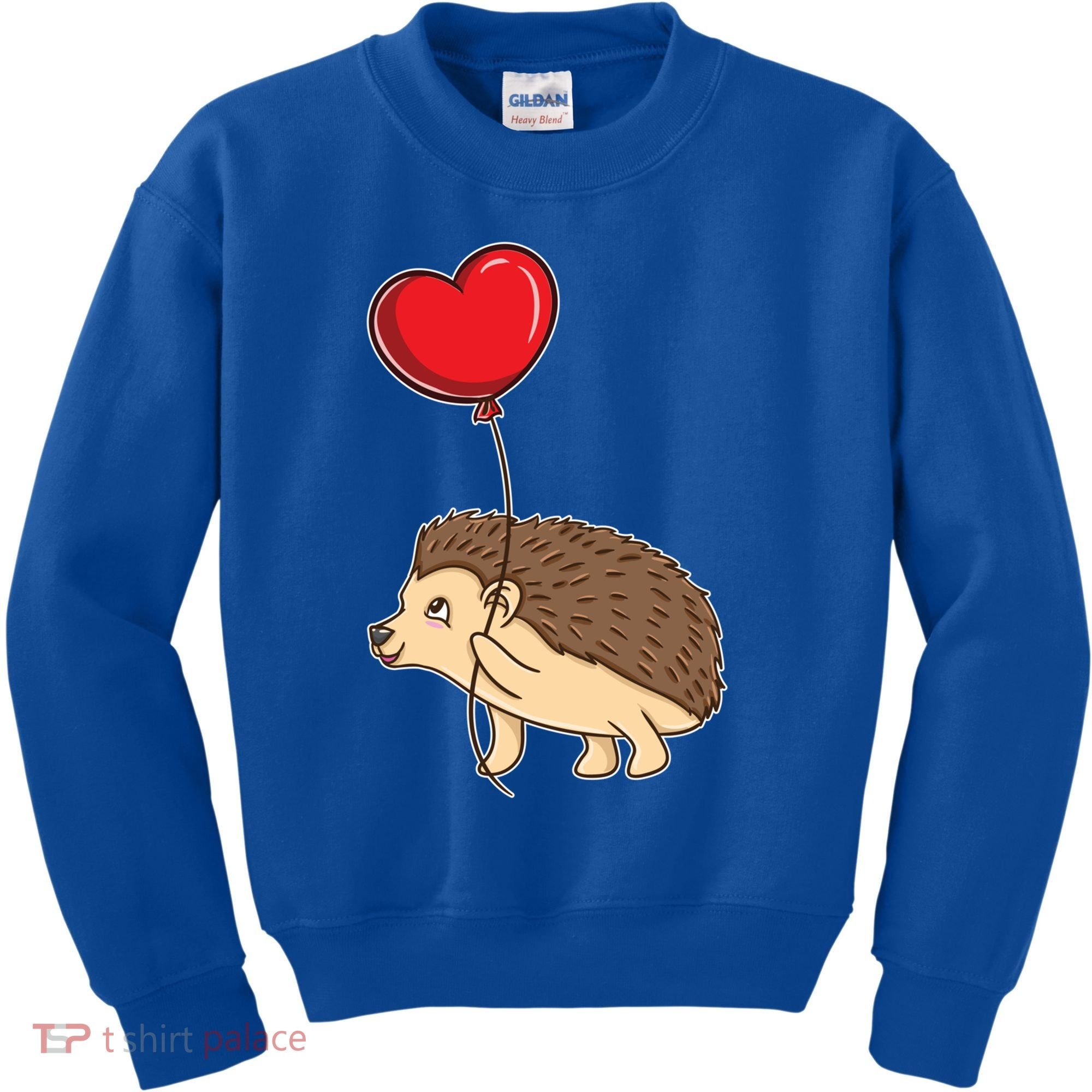 Hedgehog With Heart Balloon Valentines Day Gift Kids Sweatshirt